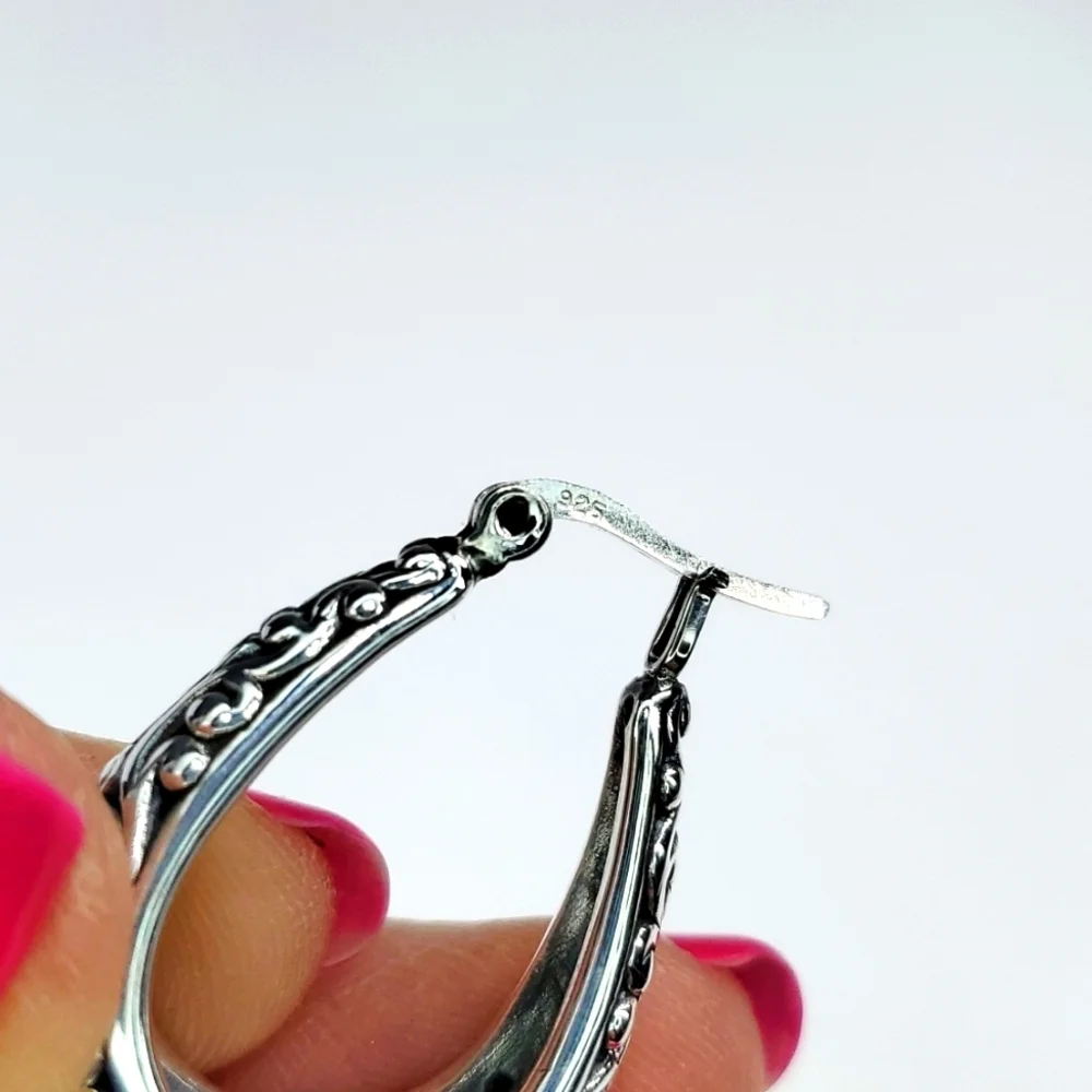 Sterling Silver Basket Hoop Earrings NWT